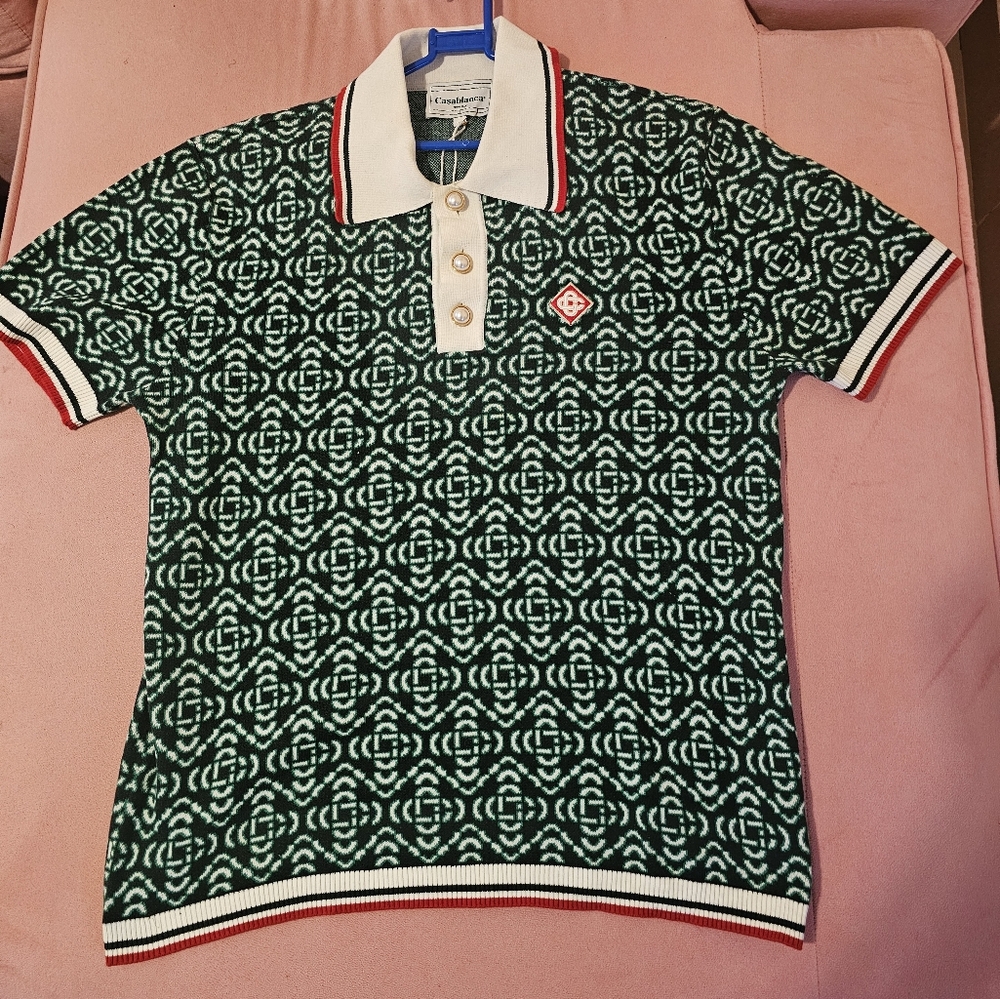 Casablanca Men's Monogram Jacquard Polo